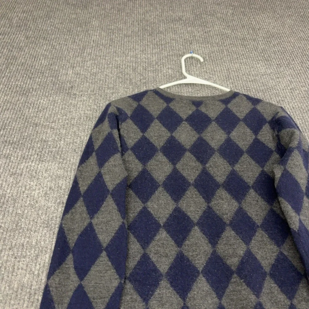 Scotch and Soda Sweater Men L Blue Grey Merino Wool Argyle Crewneck Preppy Style
